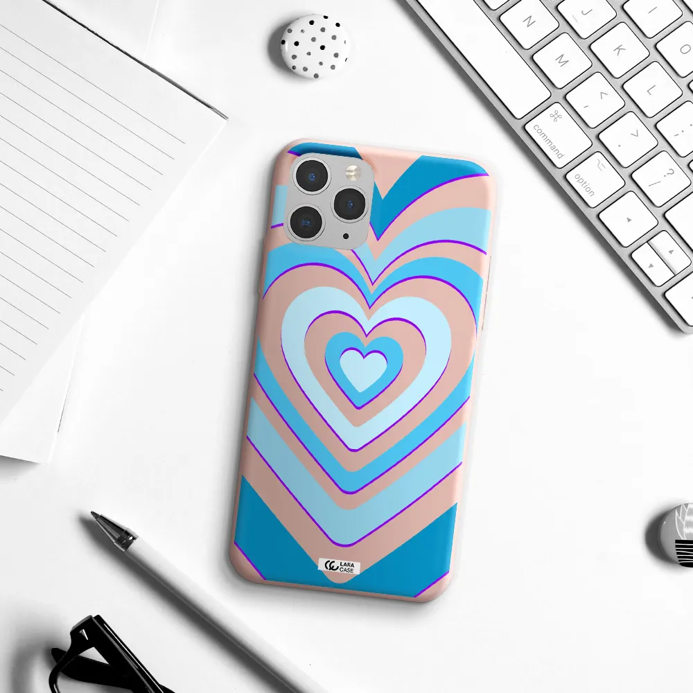 Blue Heart Apple iPhone 11 pro max Silicone pastel pink Case