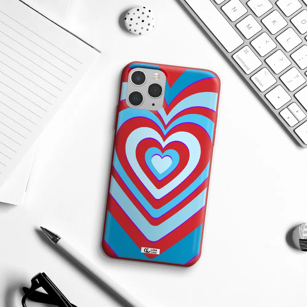 Blue Heart Apple iPhone 11 pro Silicone Imperial Red Case