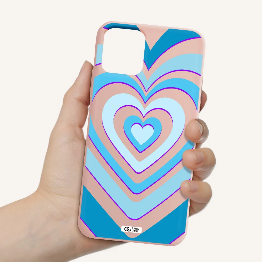 Blue Heart Apple iPhone 11 pro Silicone pastel pink Case