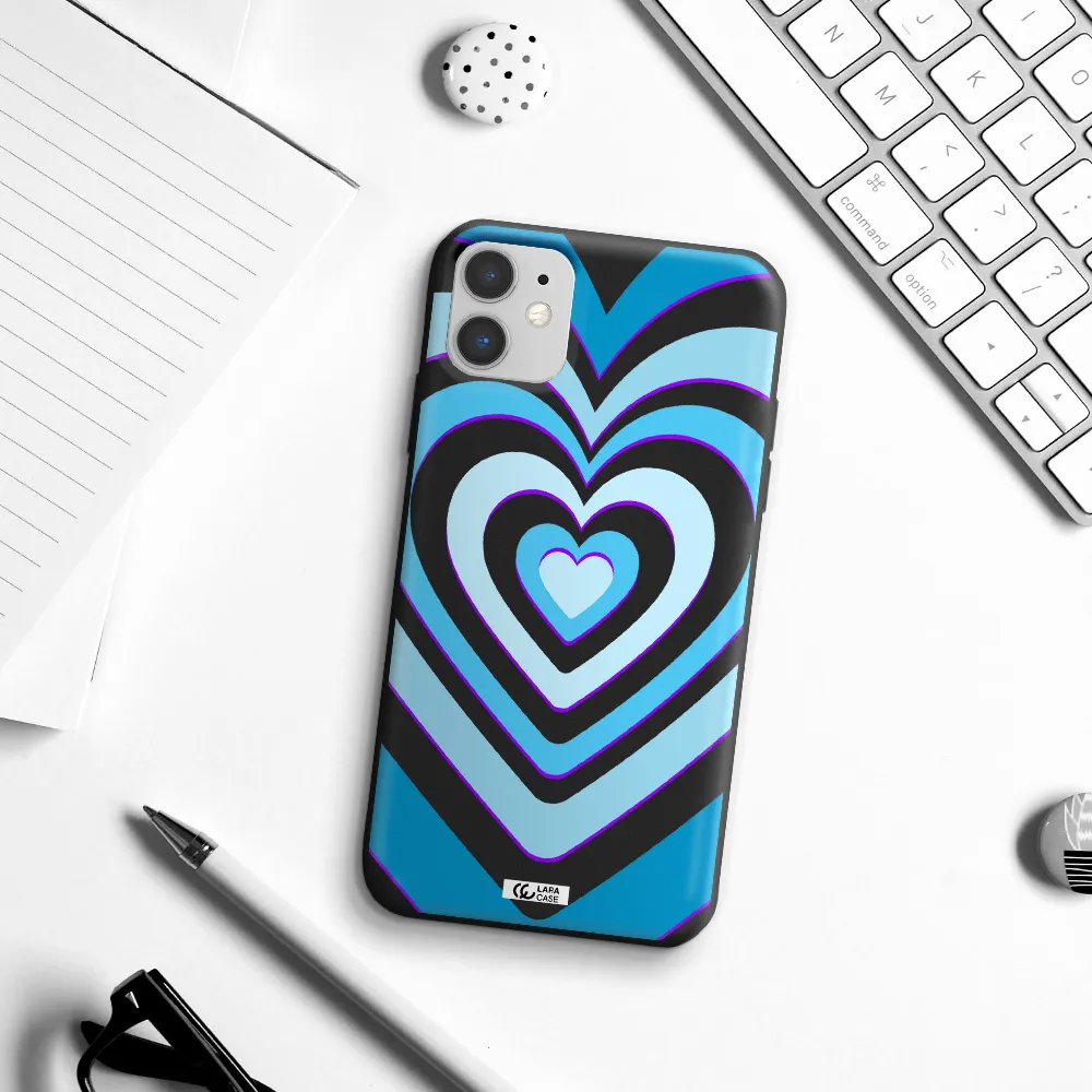 Blue Heart Apple iPhone 11 Silicone black Case