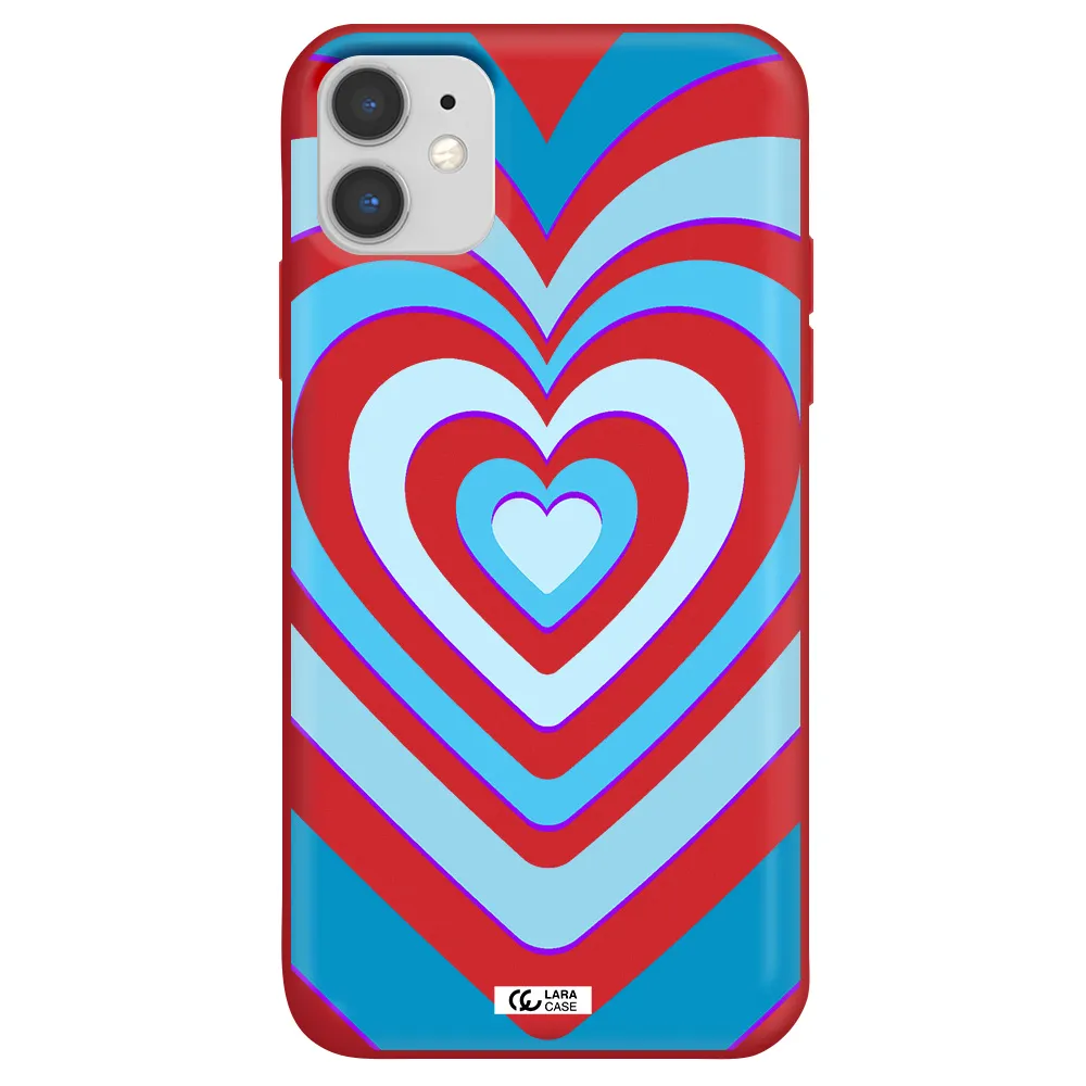 Blue Heart Apple iPhone 11 Silicone Imperial Red Case