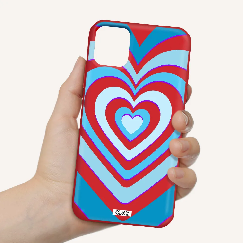 Blue Heart Apple iPhone 11 Silicone Imperial Red Case