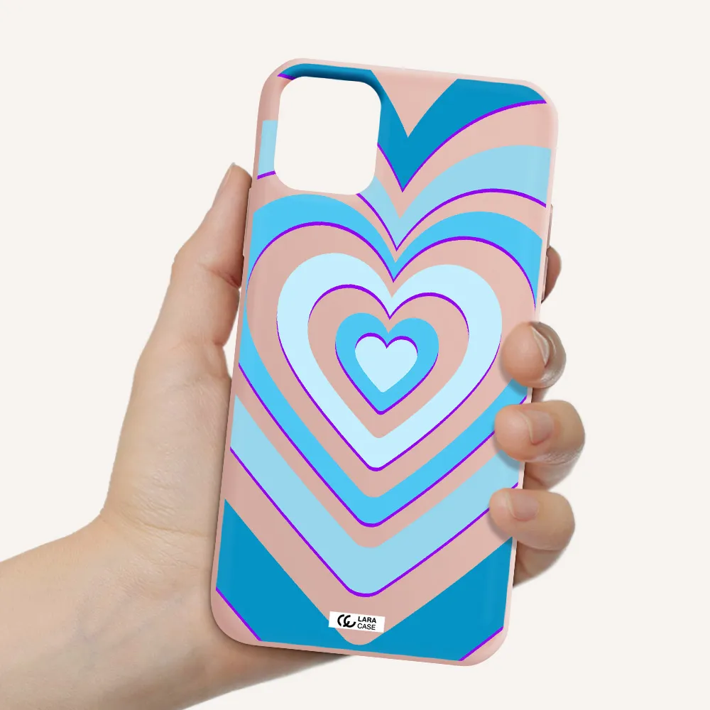 Blue Heart Apple iPhone 11 Silicone pastel pink Case