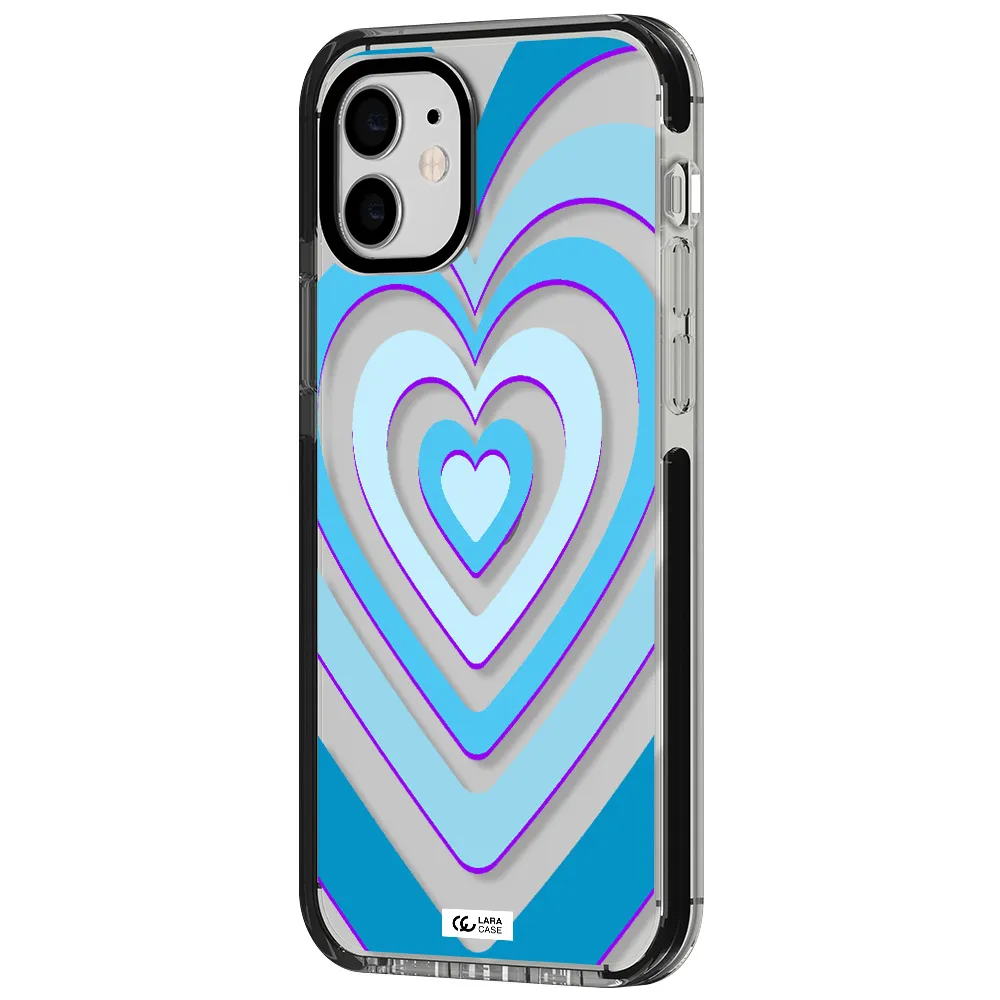 Blue Heart Apple iPhone 12 impact black border Case