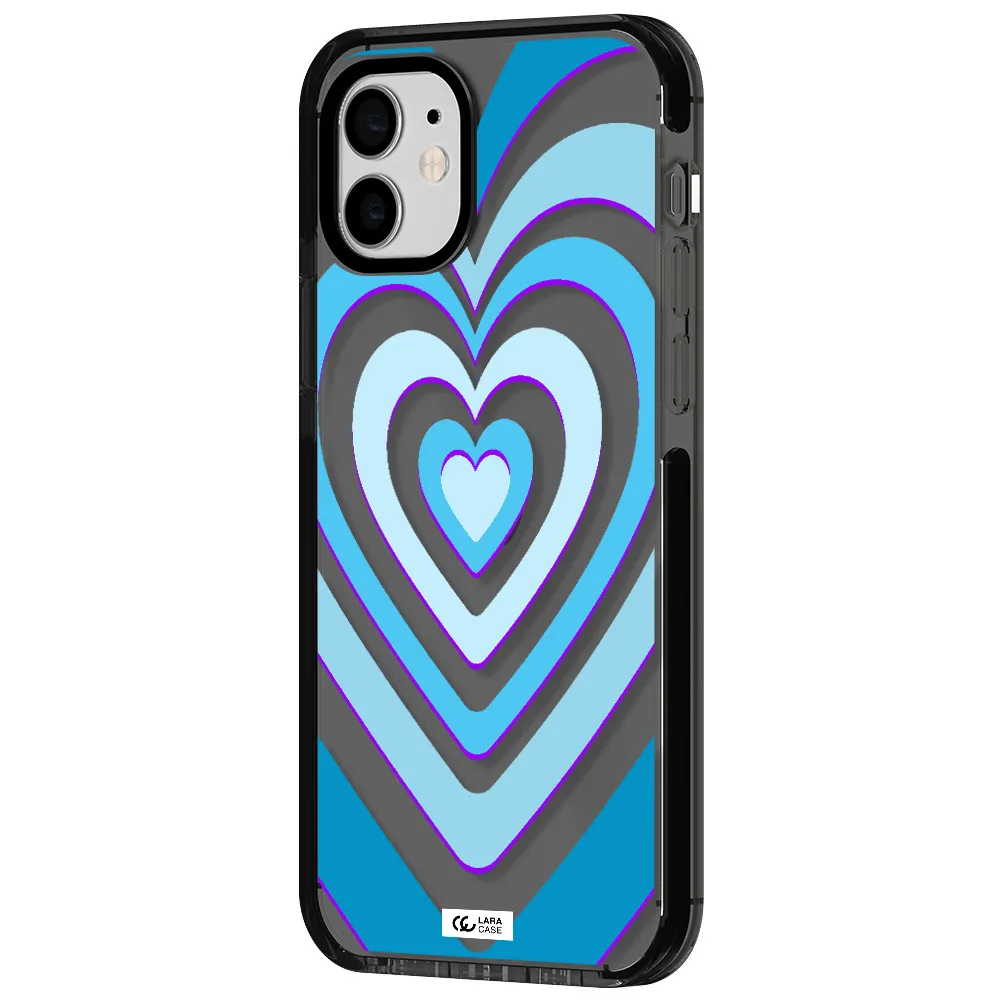 Blue Heart Apple iPhone 12 impact Smoke Black Case