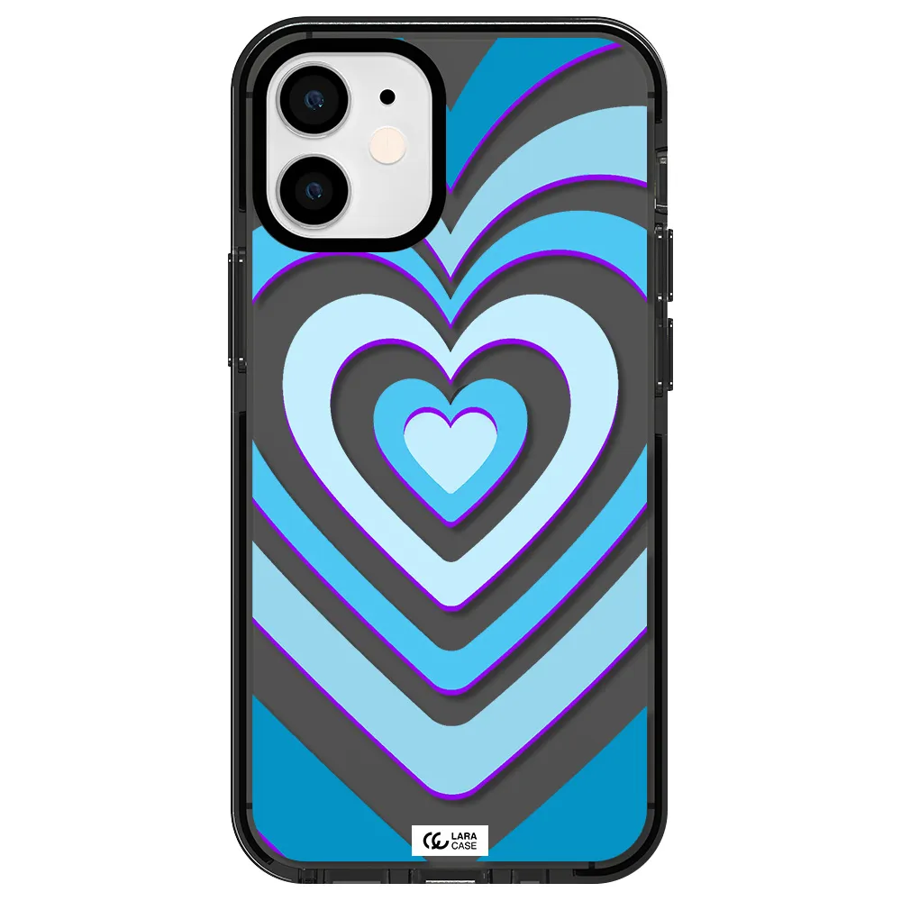 Blue Heart Apple iPhone 12 mini impact Smoke Black Case