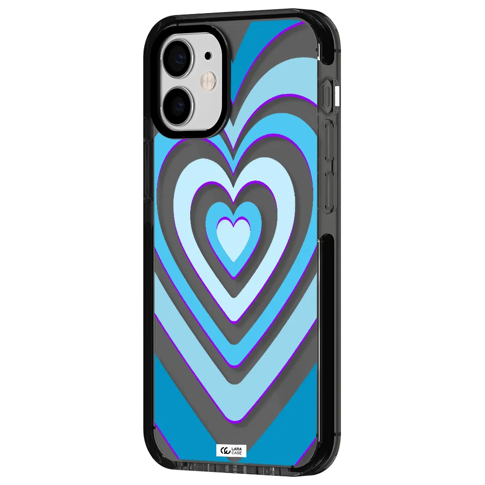 Blue Heart Apple iPhone 12 mini impact Smoke Black Case