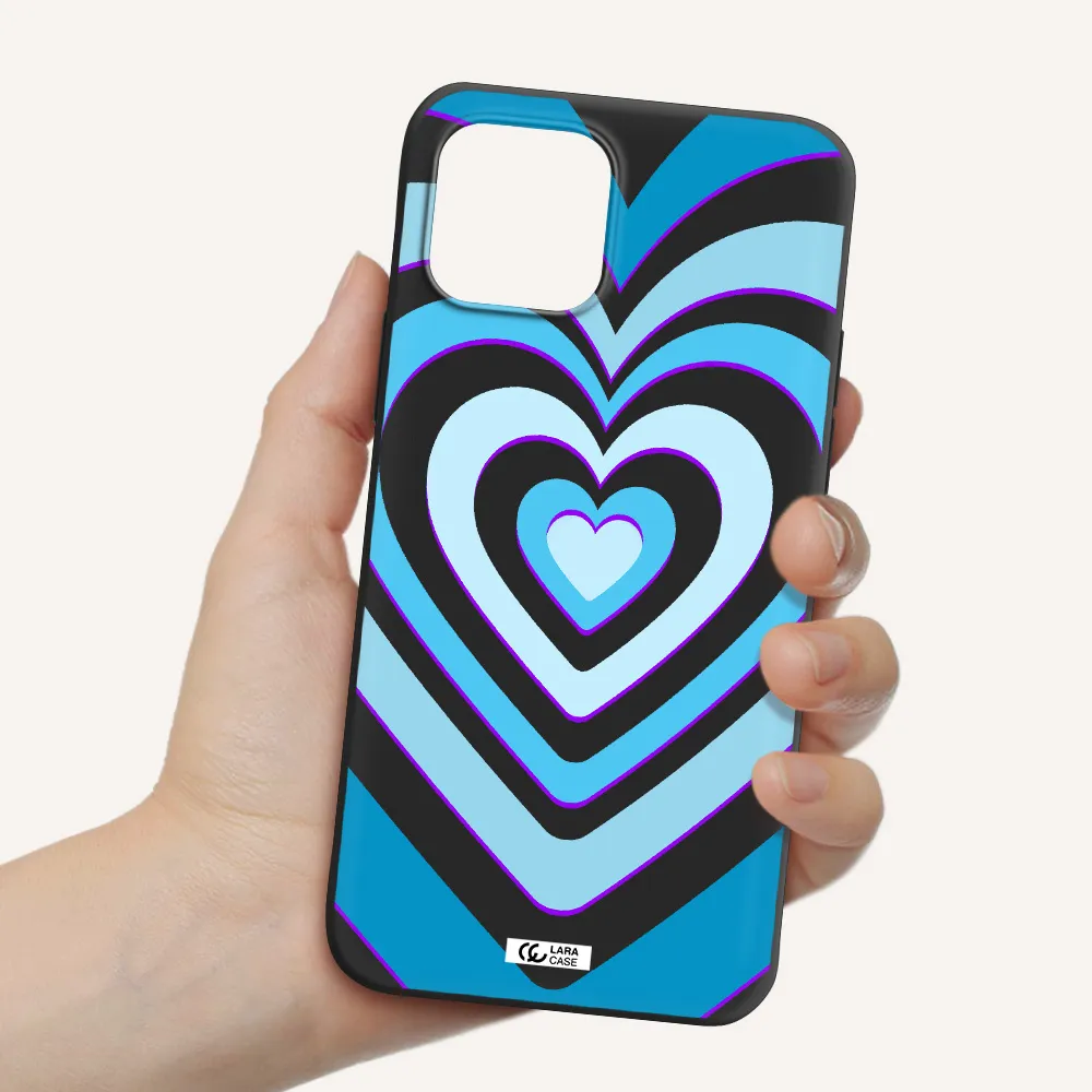 Blue Heart Apple iPhone 12 mini Silicone black Case