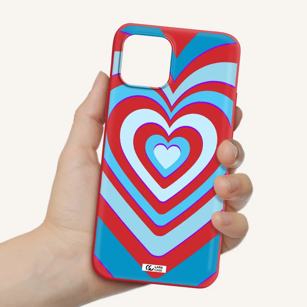 Blue Heart Apple iPhone 12 mini Silicone Imperial Red Case