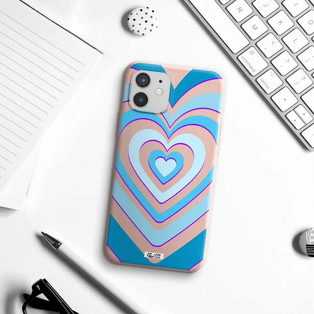 Blue Heart Apple iPhone 12 mini Silicone pastel pink Case