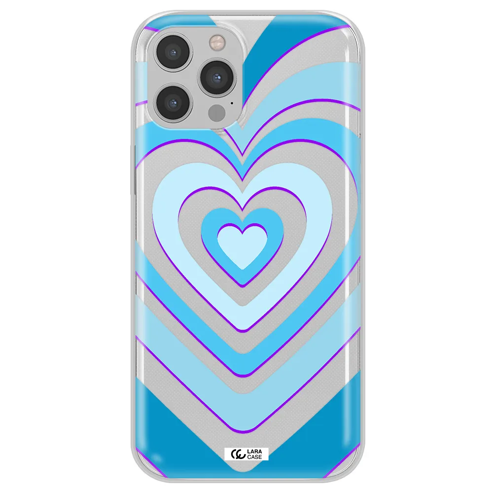 Blue Heart Apple iPhone 12 pro Clear TPU Case
