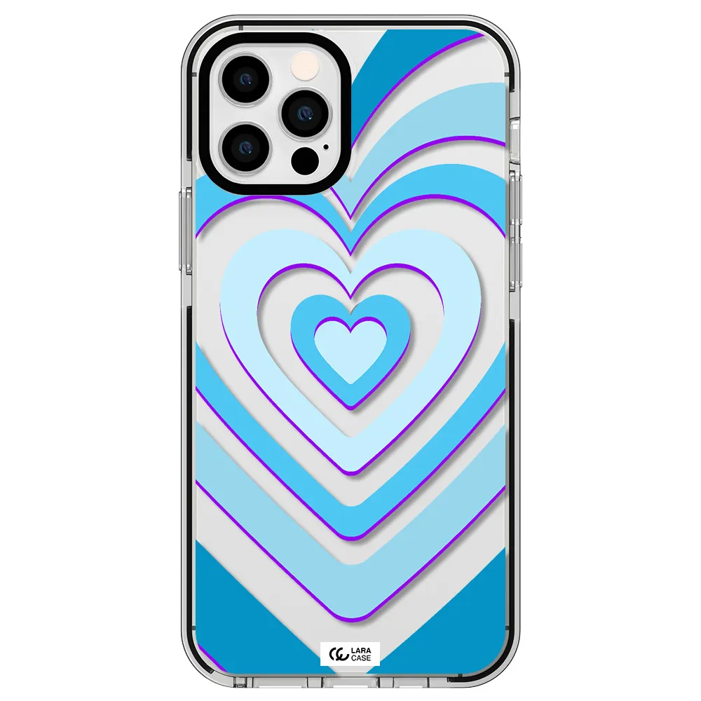 Blue Heart Apple iPhone 12 pro impact black border Case