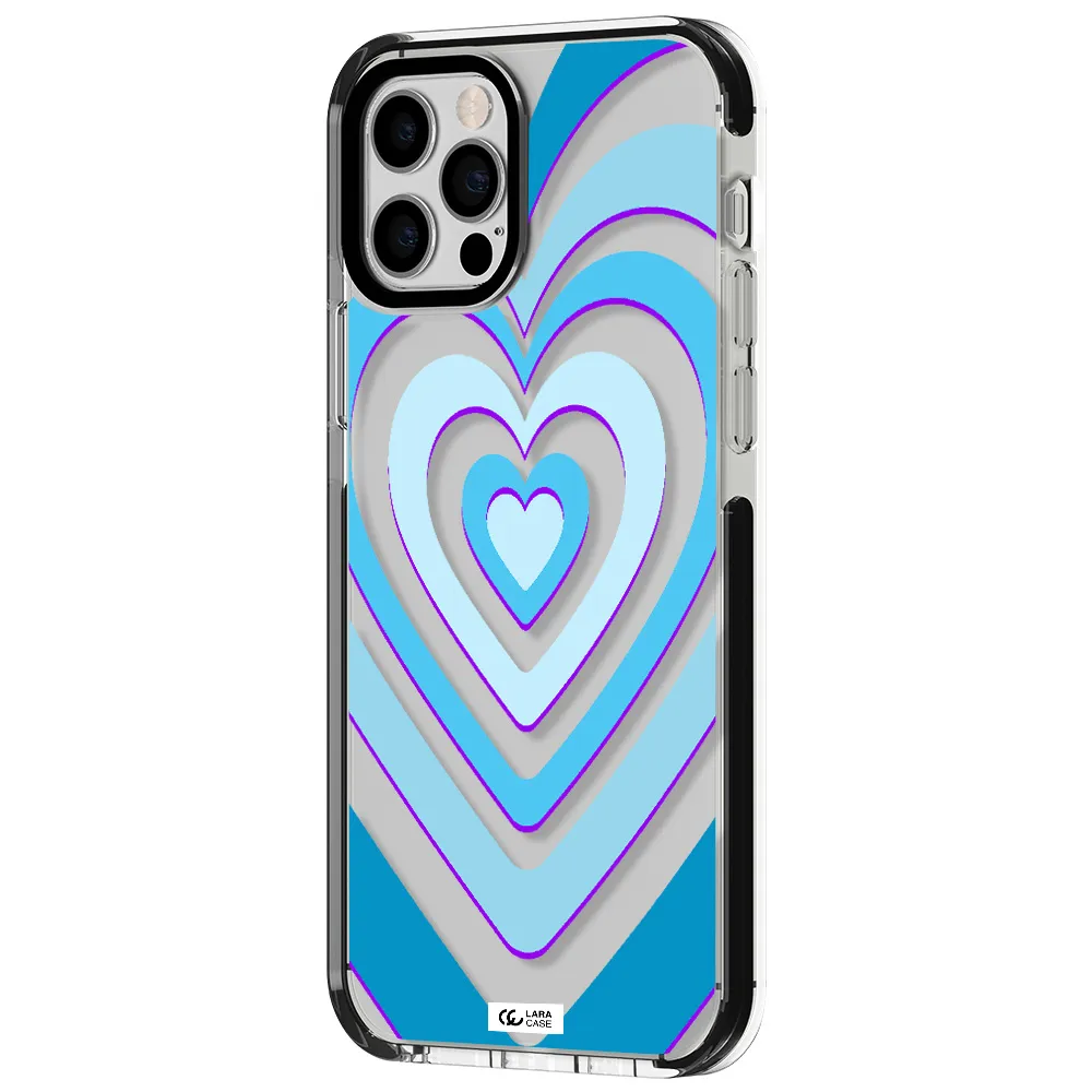 Blue Heart Apple iPhone 12 pro impact black border Case