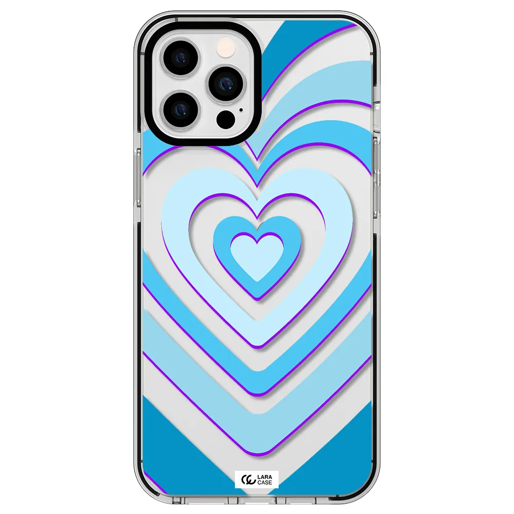 Blue Heart Apple iPhone 12 pro max impact black border Case