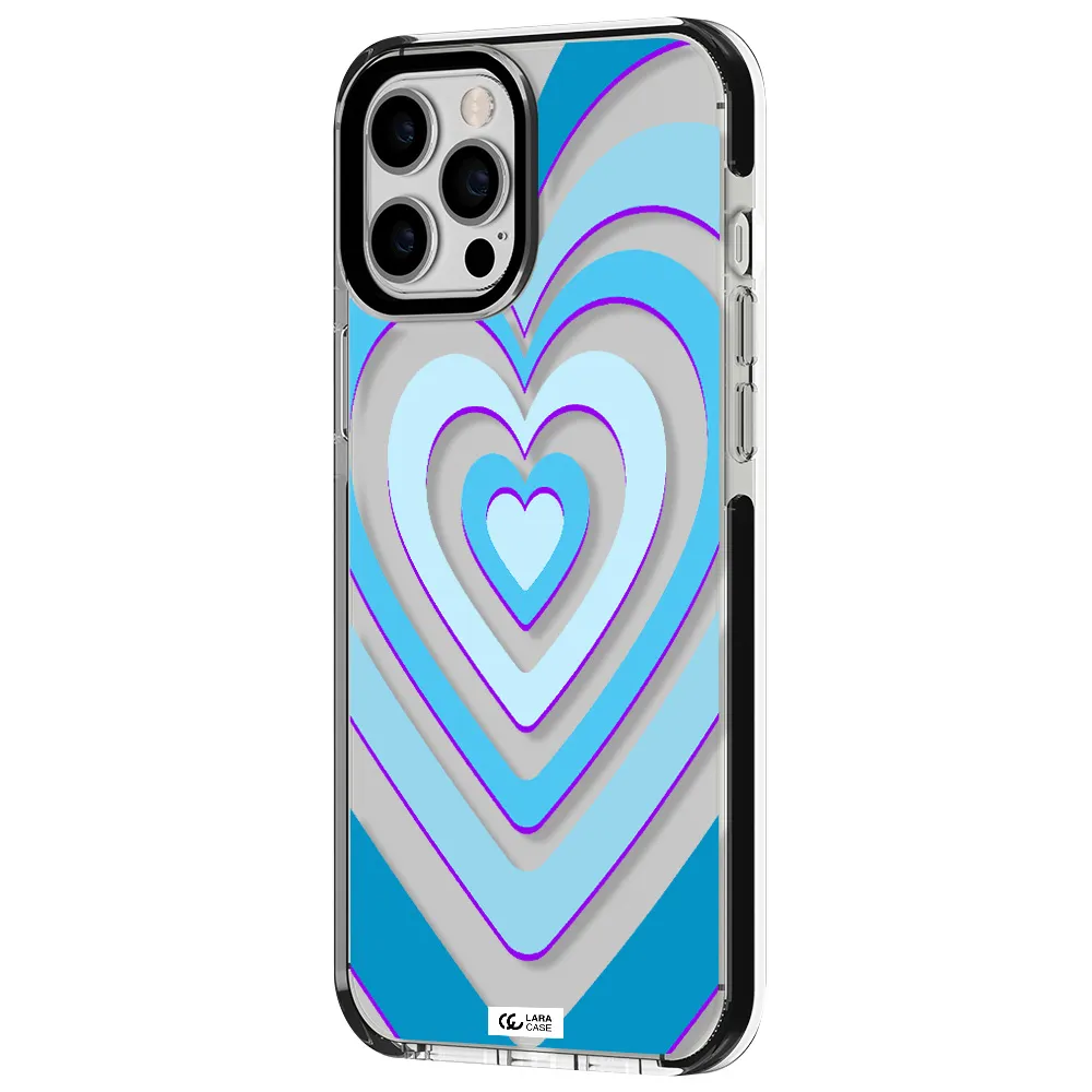 Blue Heart Apple iPhone 12 pro max impact black border Case