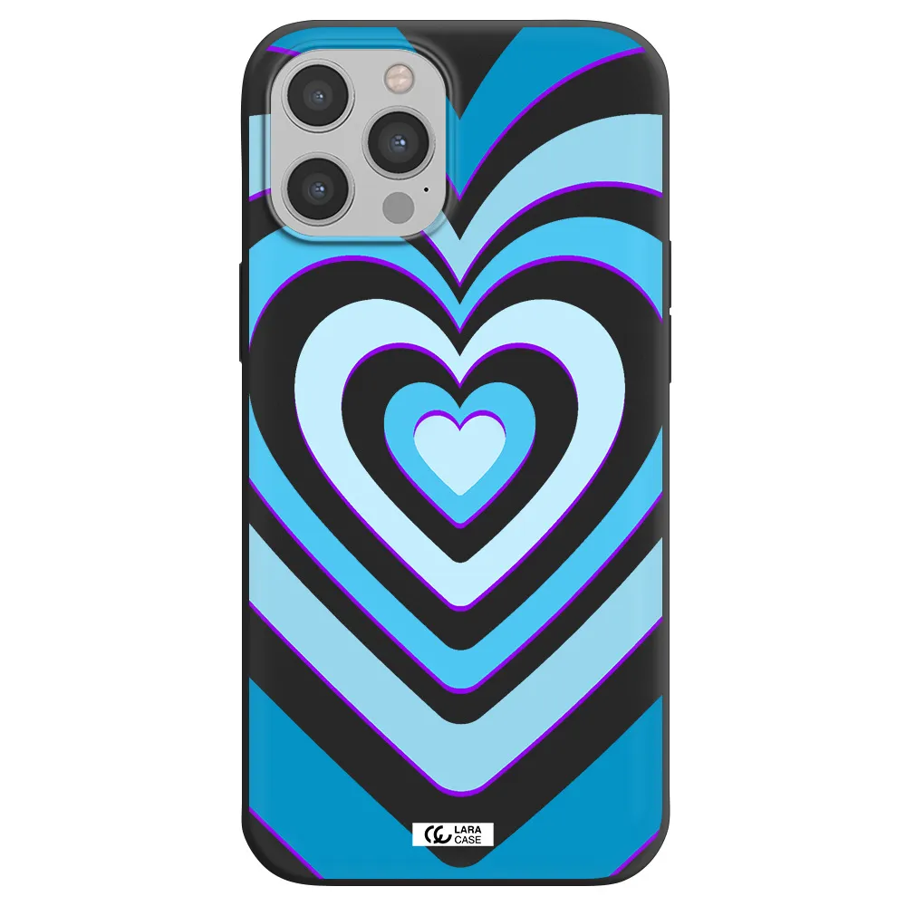 Blue Heart Apple iPhone 12 pro max Silicone black Case