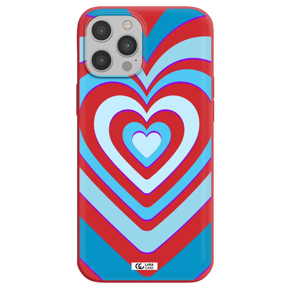 Blue Heart Apple iPhone 12 pro max Silicone Imperial Red Case