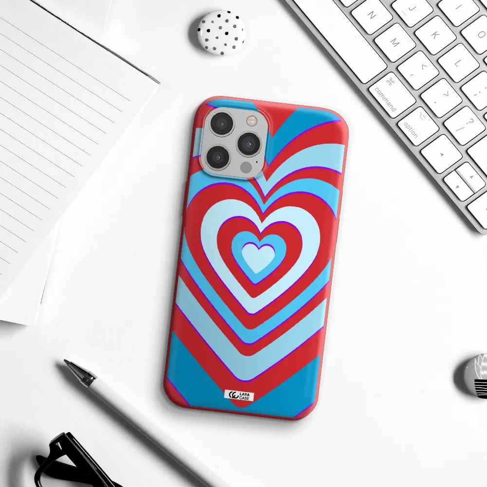 Blue Heart Apple iPhone 12 pro max Silicone Imperial Red Case