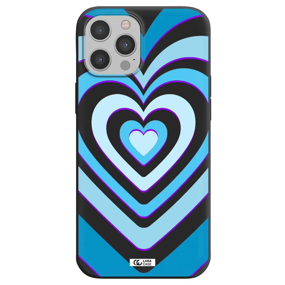 Blue Heart Apple iPhone 12 pro Silicone black Case
