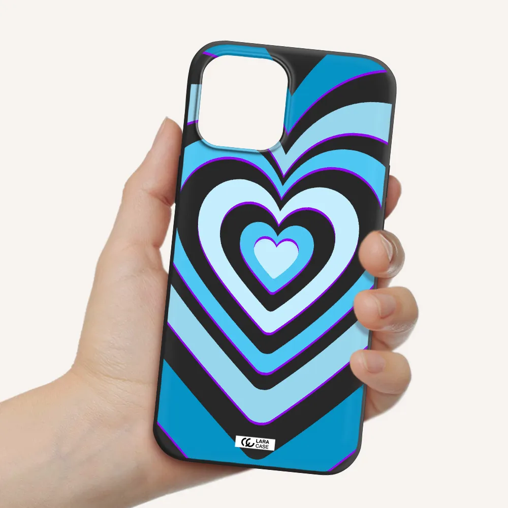 Blue Heart Apple iPhone 12 pro Silicone black Case