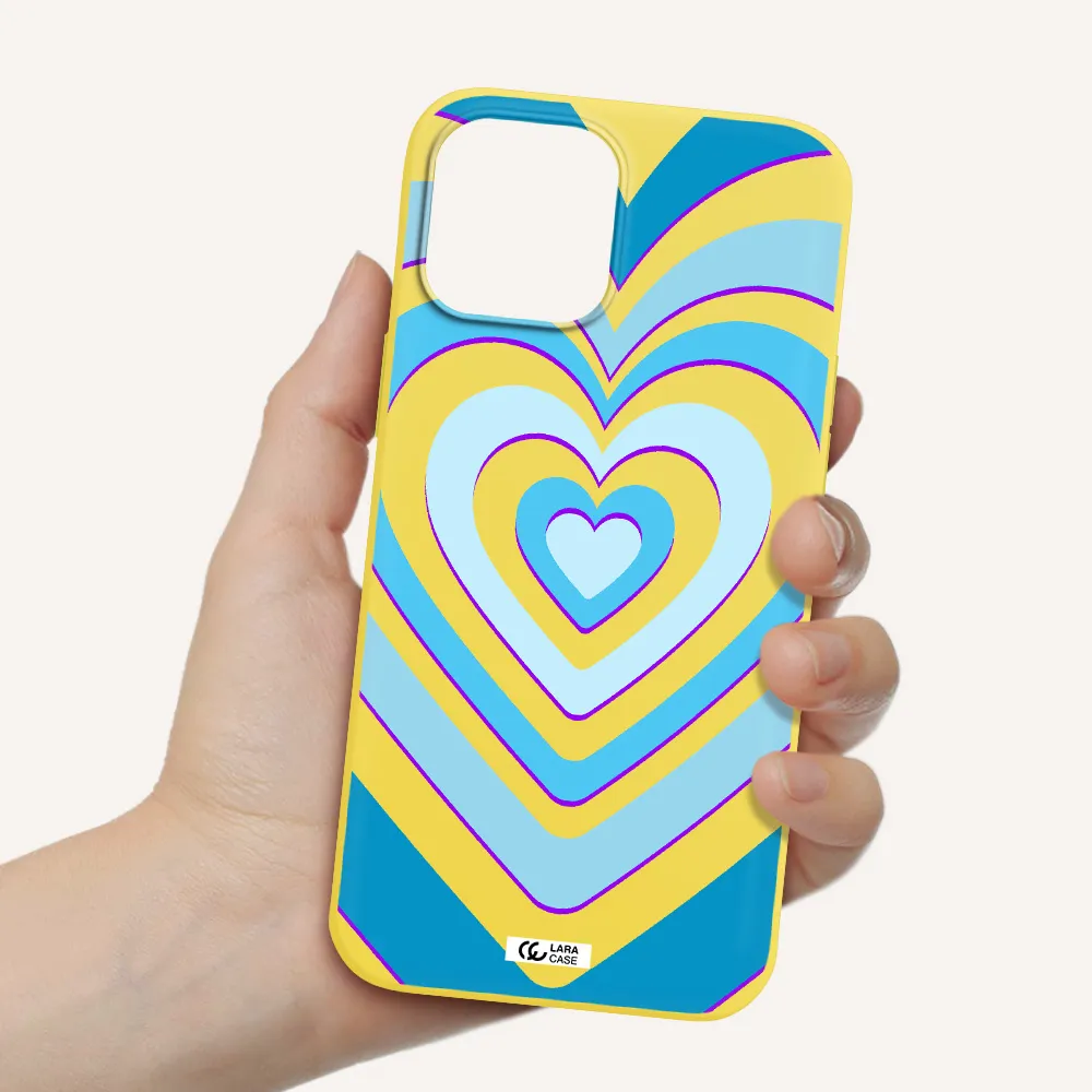 Blue Heart Apple iPhone 12 pro Silicone canary yellow Case