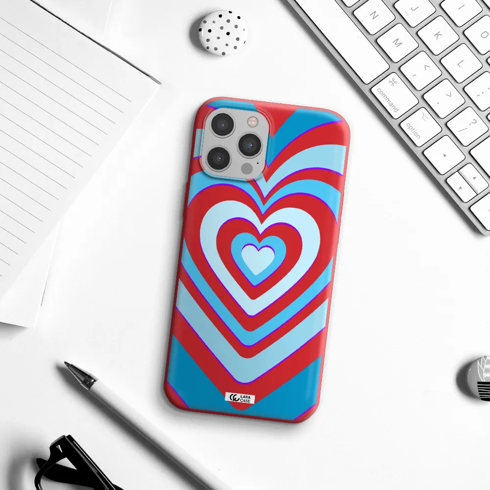 Blue Heart Apple iPhone 12 pro Silicone Imperial Red Case