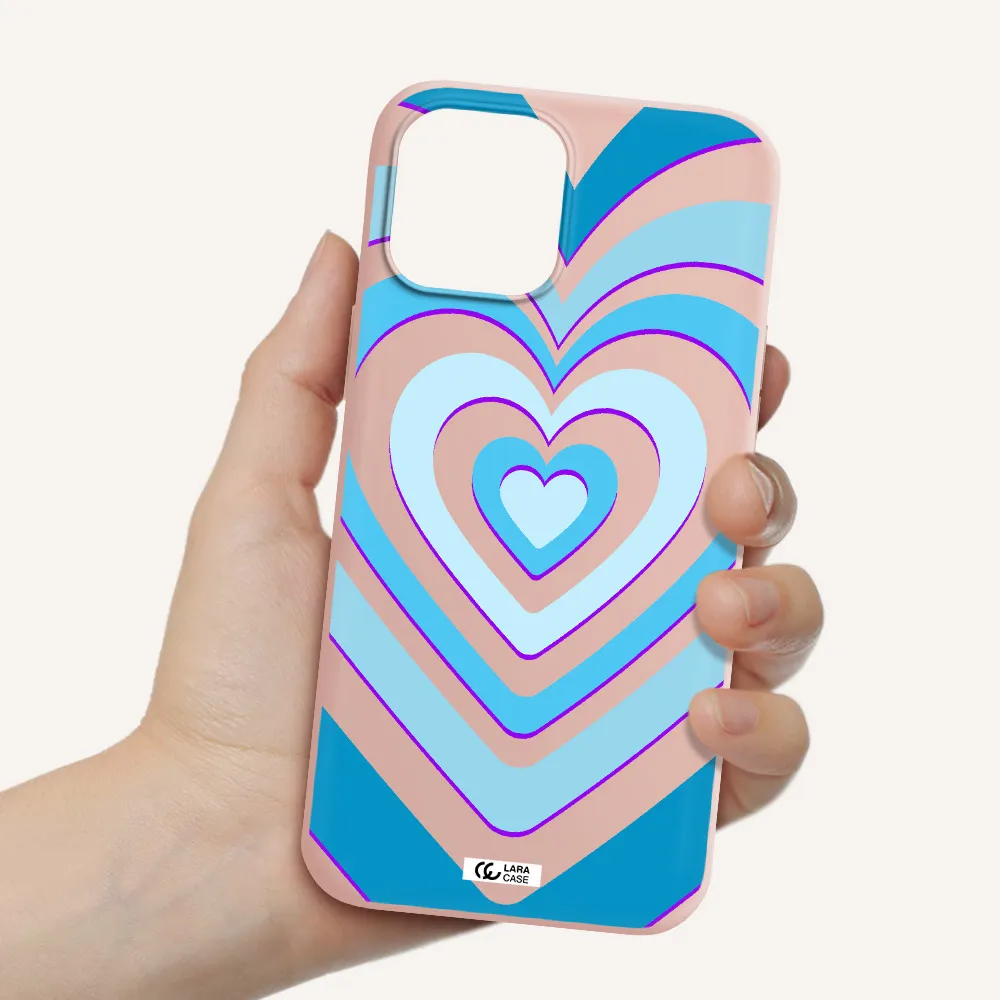 Blue Heart Apple iPhone 12 pro Silicone pastel pink Case