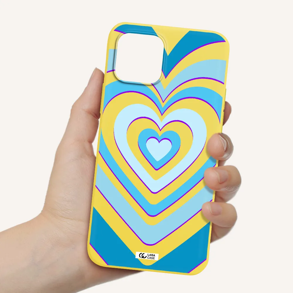 Blue Heart Apple iPhone 12 Silicone canary yellow Case