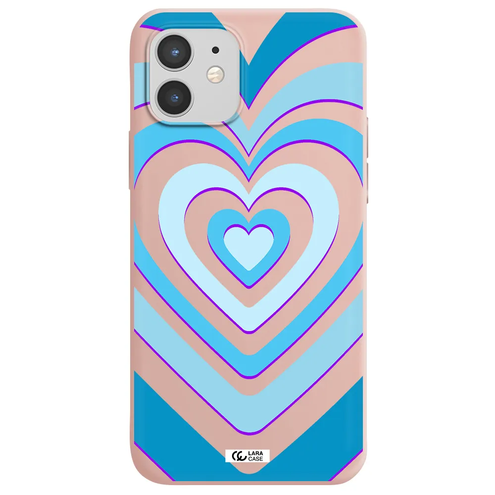 Blue Heart Apple iPhone 12 Silicone pastel pink Case