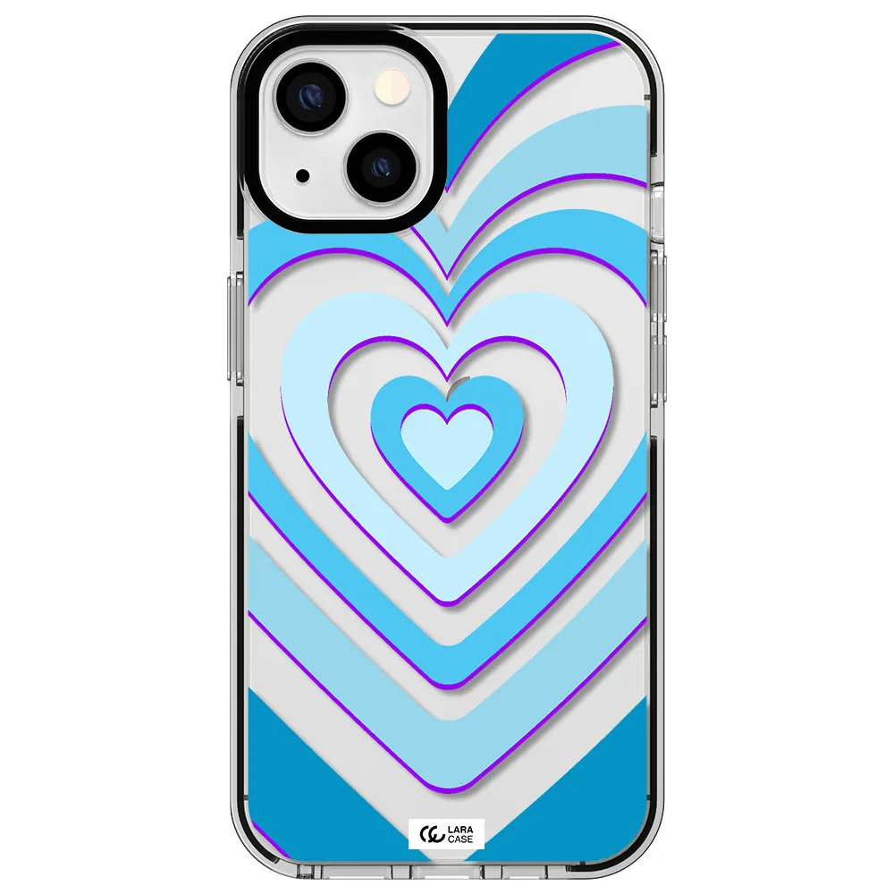 Blue Heart Apple iPhone 13 impact black border Case