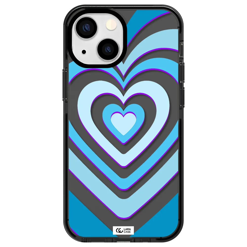Blue Heart Apple iPhone 13 mini impact Smoke Black Case