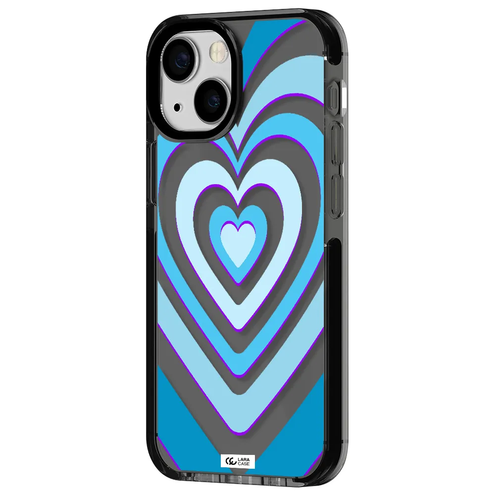 Blue Heart Apple iPhone 13 mini impact Smoke Black Case
