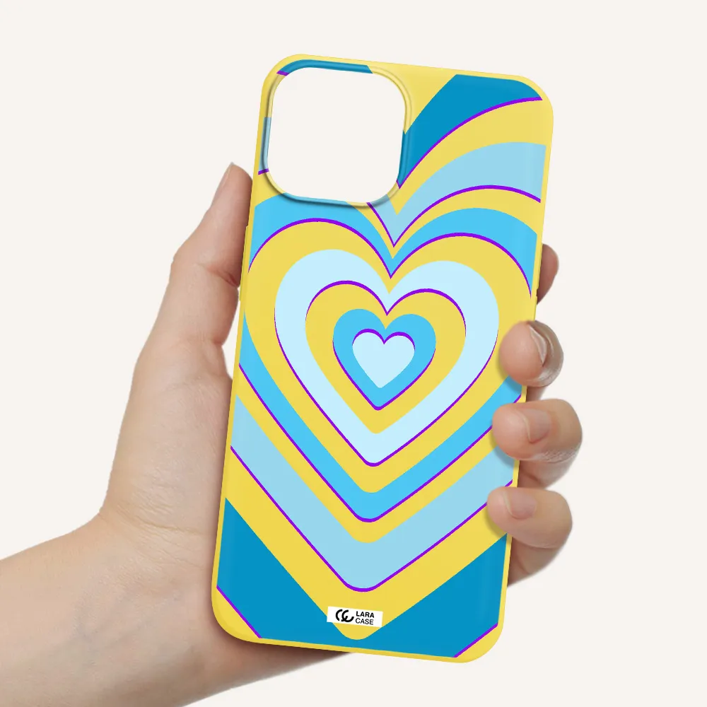 Blue Heart Apple iPhone 13 mini Silicone canary yellow Case