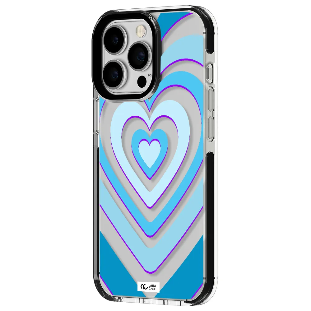 Blue Heart Apple iPhone 13 Pro impact black border Case