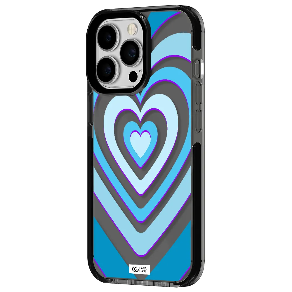 Blue Heart Apple iPhone 13 Pro impact Smoke Black Case