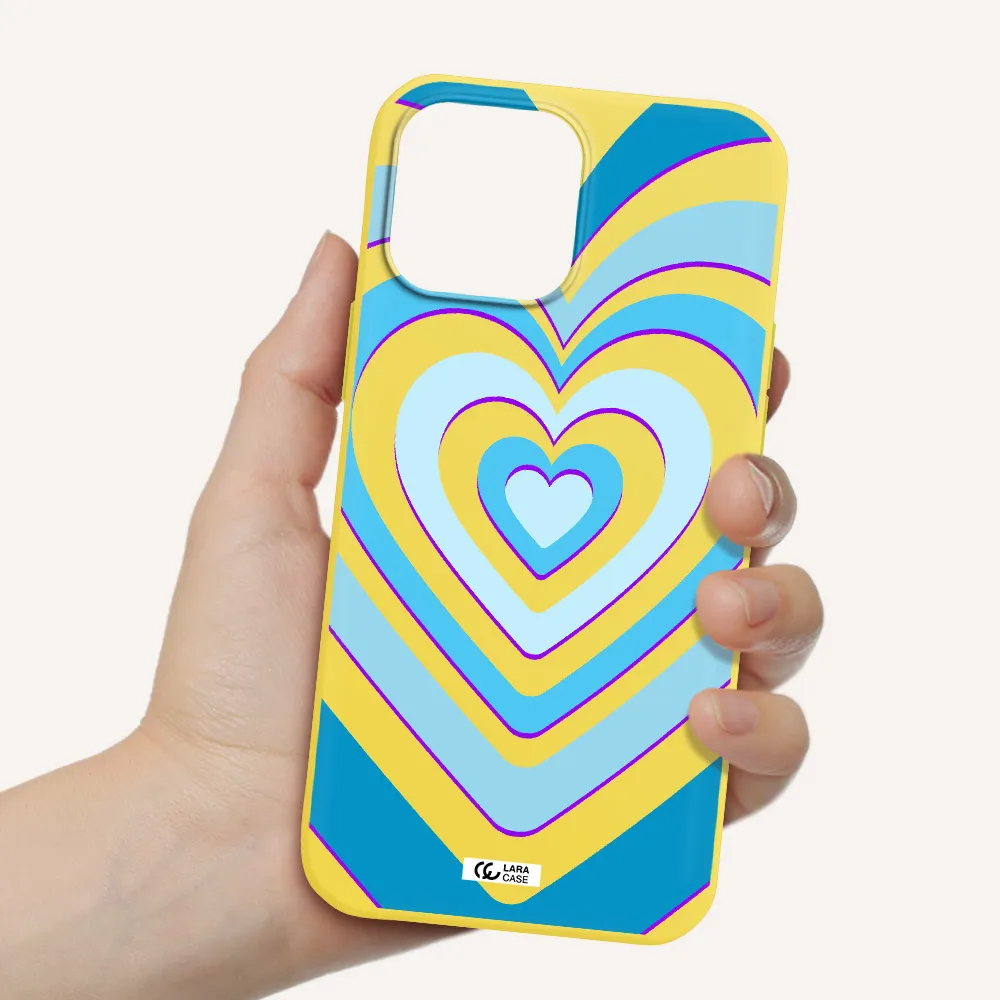 Blue Heart Apple iPhone 13 Pro Silicone canary yellow Case