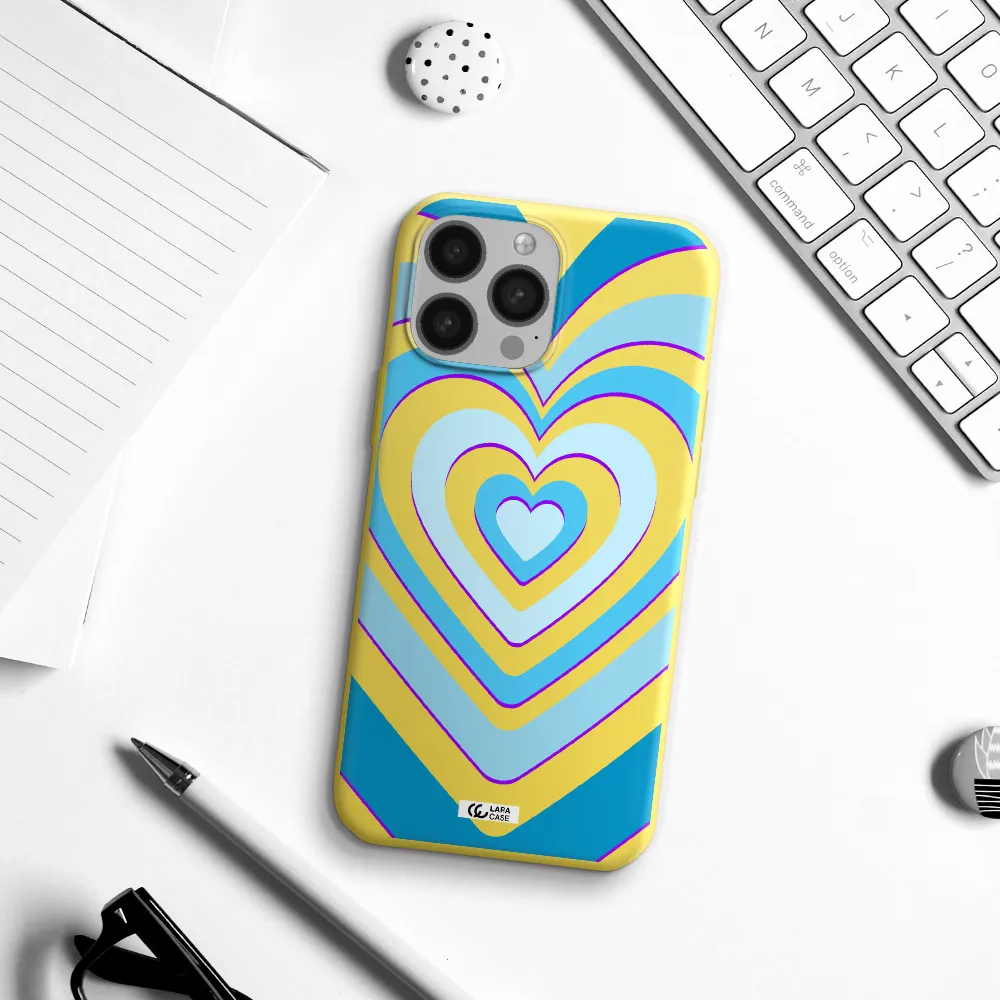 Blue Heart Apple iPhone 13 Pro Silicone canary yellow Case