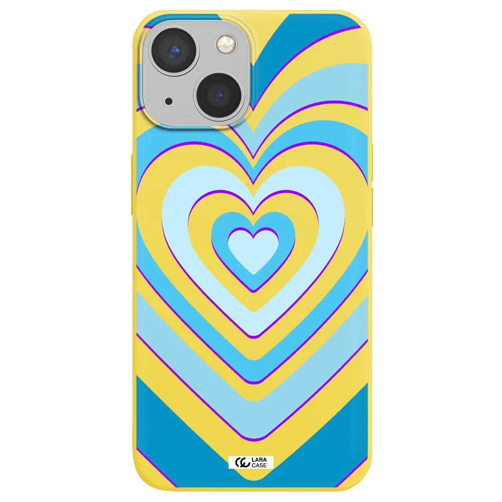 Blue Heart Apple iPhone 13 Silicone canary yellow Case