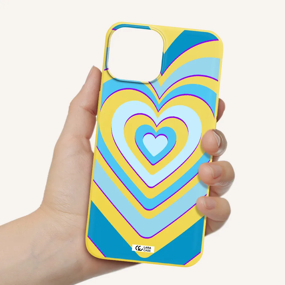 Blue Heart Apple iPhone 13 Silicone canary yellow Case