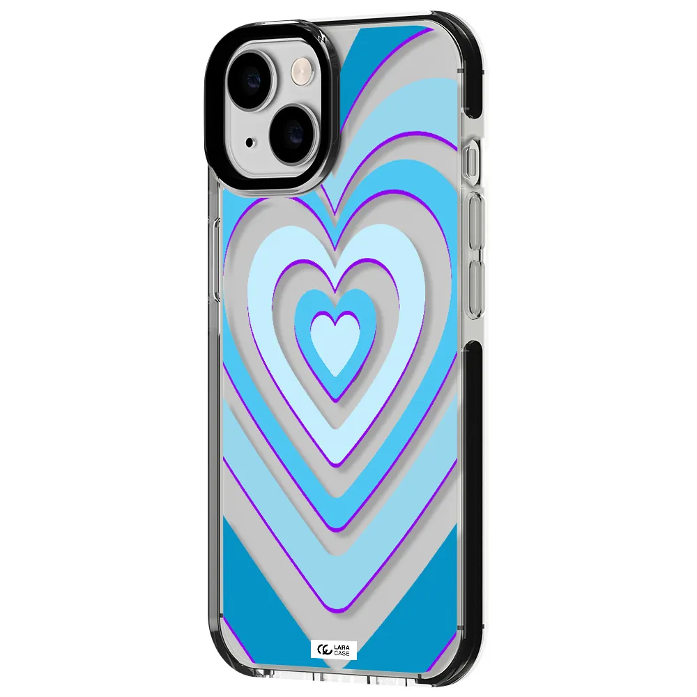 Blue Heart Apple iPhone 14 impact black border Case
