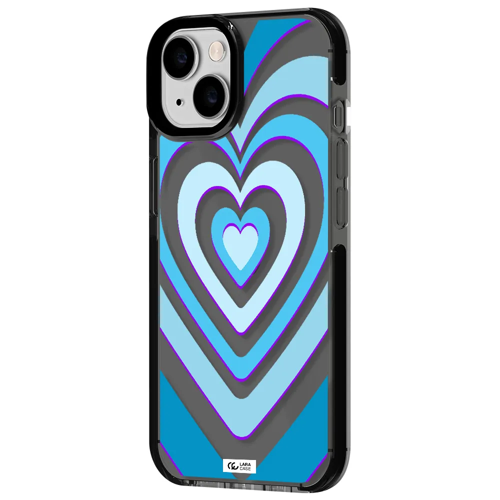 Blue Heart Apple iPhone 14 impact Smoke Black Case