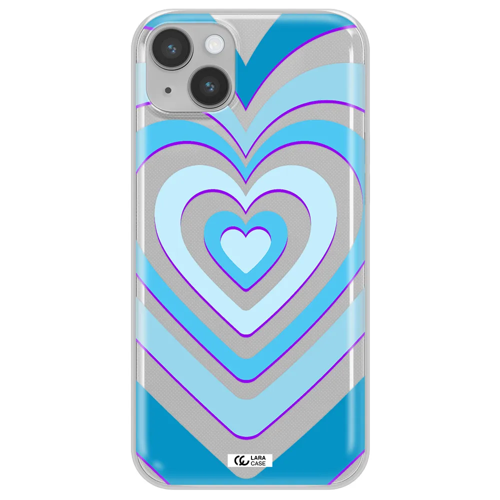 Blue Heart Apple iPhone 14 plus Clear TPU Case