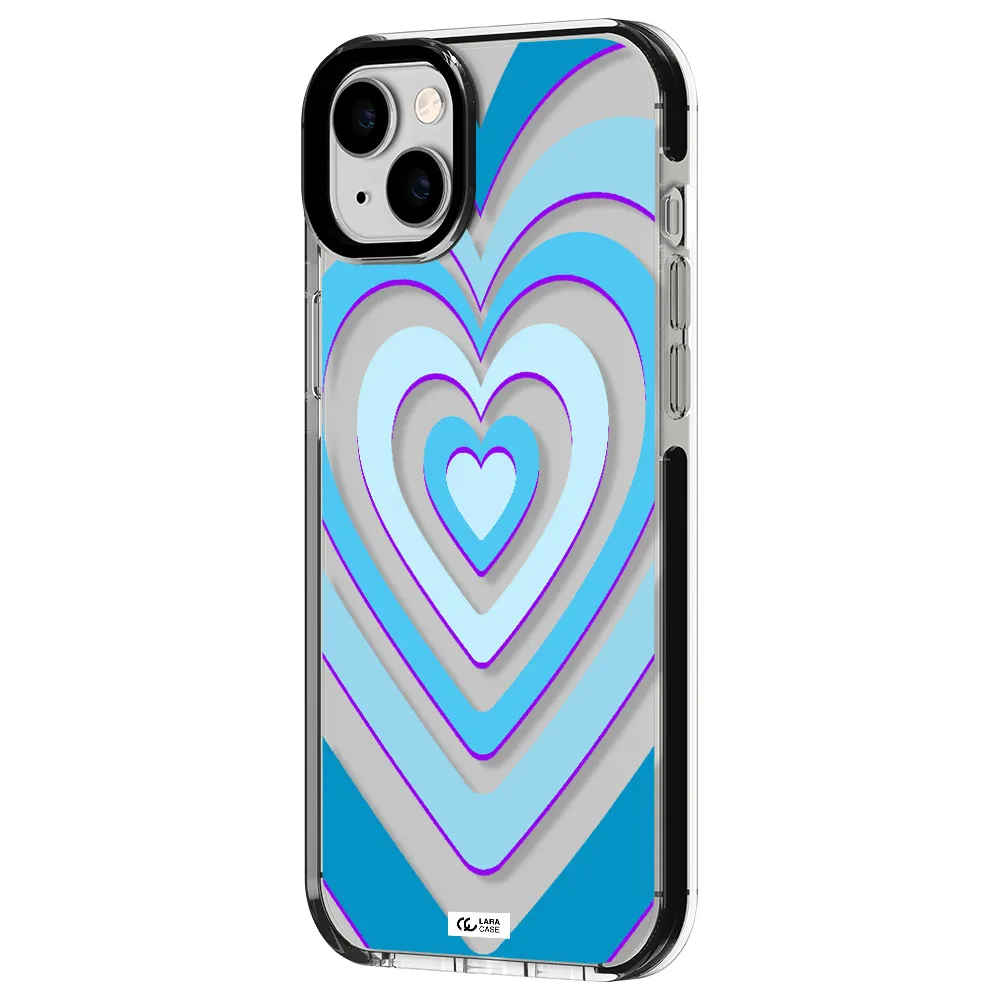 Blue Heart Apple iPhone 14 plus impact black border Case