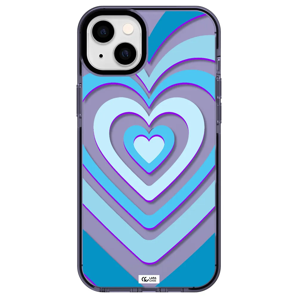 Blue Heart Apple iPhone 14 plus impact Lilac Case