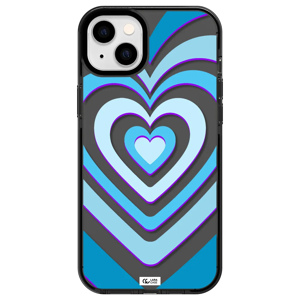 Blue Heart Apple iPhone 14 plus impact Smoke Black Case