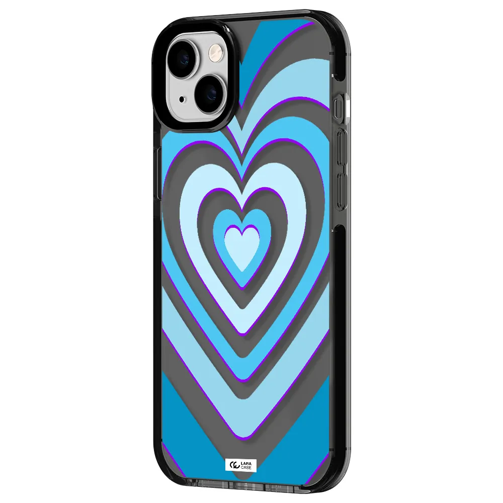 Blue Heart Apple iPhone 14 plus impact Smoke Black Case