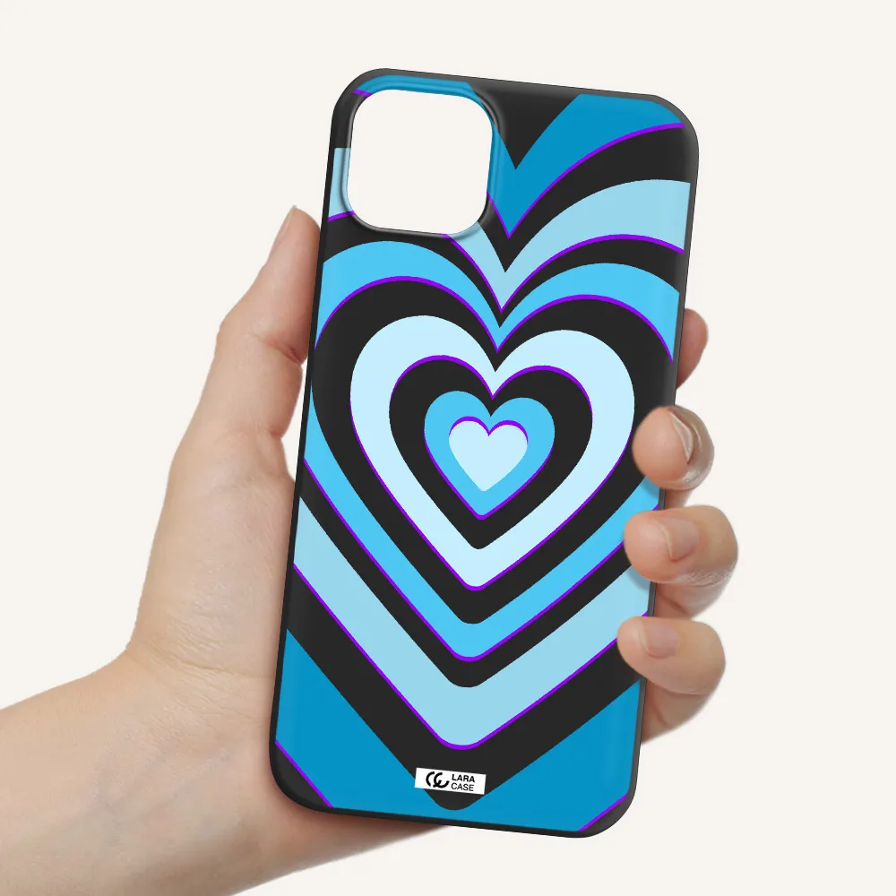 Blue Heart Apple iPhone 14 plus Silicone black Case