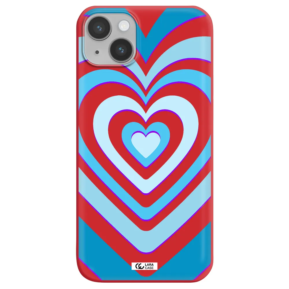 Blue Heart Apple iPhone 14 plus Silicone Imperial Red Case