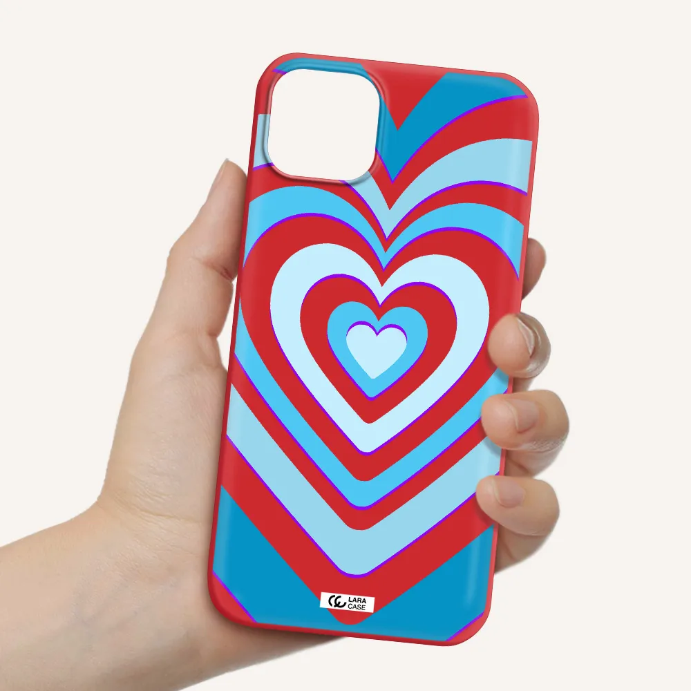 Blue Heart Apple iPhone 14 plus Silicone Imperial Red Case