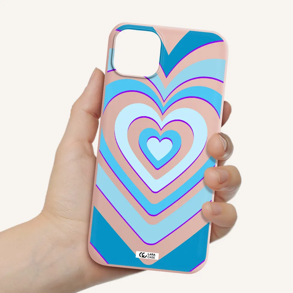 Blue Heart Apple iPhone 14 plus Silicone pastel pink Case